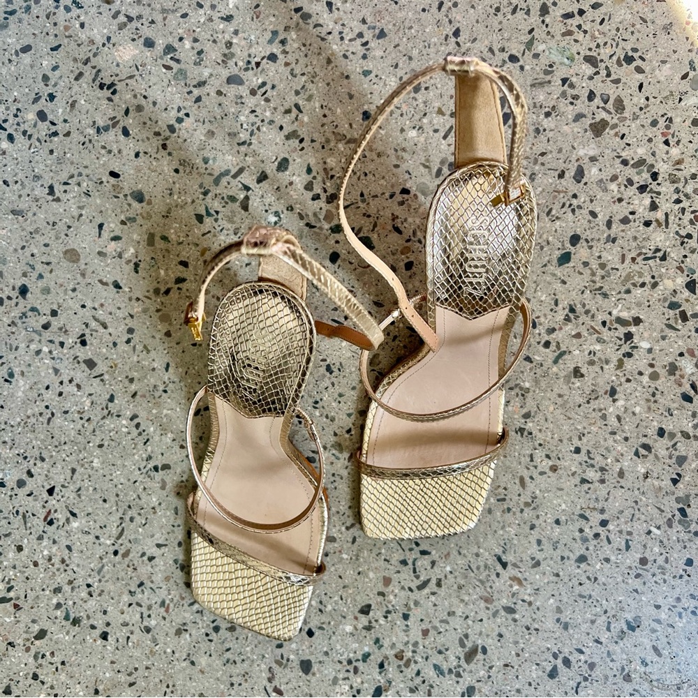 SCHUTZ Gold Strappy Heels - Picture 4 of 9